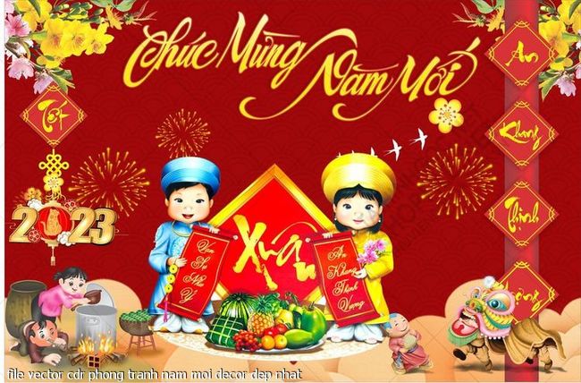 file vector cdr phong tranh nam moi decor dep nhat